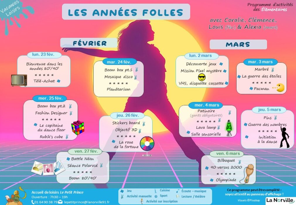 Programme des activités des vacances d'hiver - maternelles