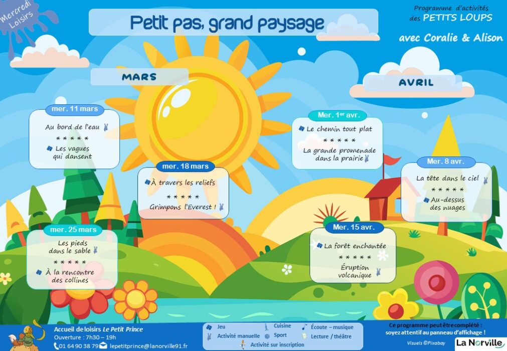 Programme des activités mars - avril PETITS LOUPS