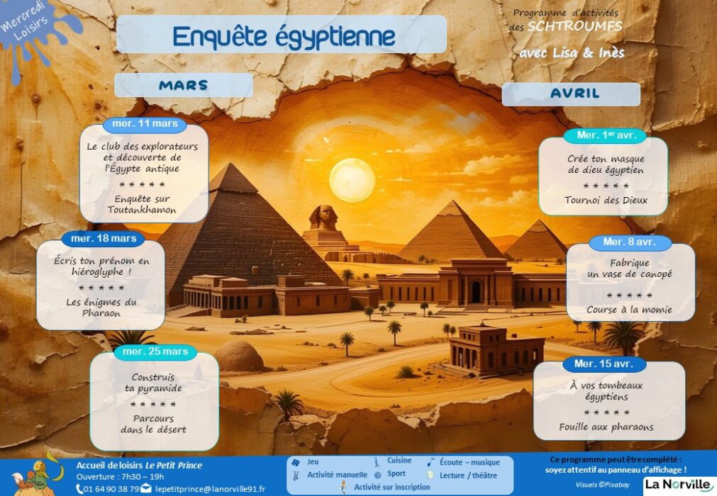 Programme des activités mars - avril SCHTOUMFS
