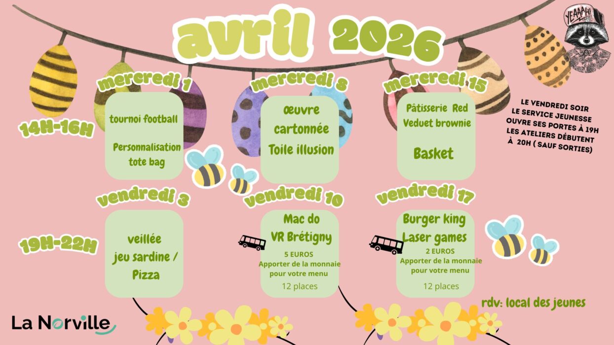 Programme jeunesse - avril 2026