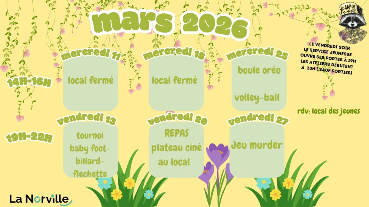 Programme jeunesse - mars 2026