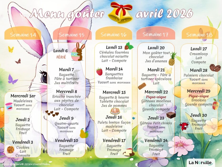 Menu goûter • avril 2026
