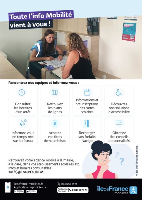 Liste des actions possibles d'effectuer dans cette agence mobile Transdev